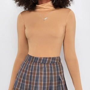 Solid High Neck Form Fitted Tee